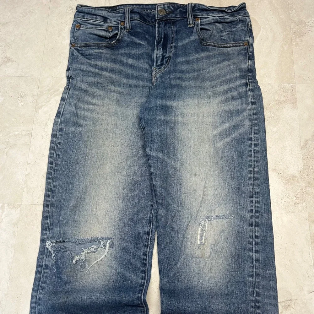 American Eagle Original Bootcut Jeans Blue Mens 34x34 Distressed Medium Wash